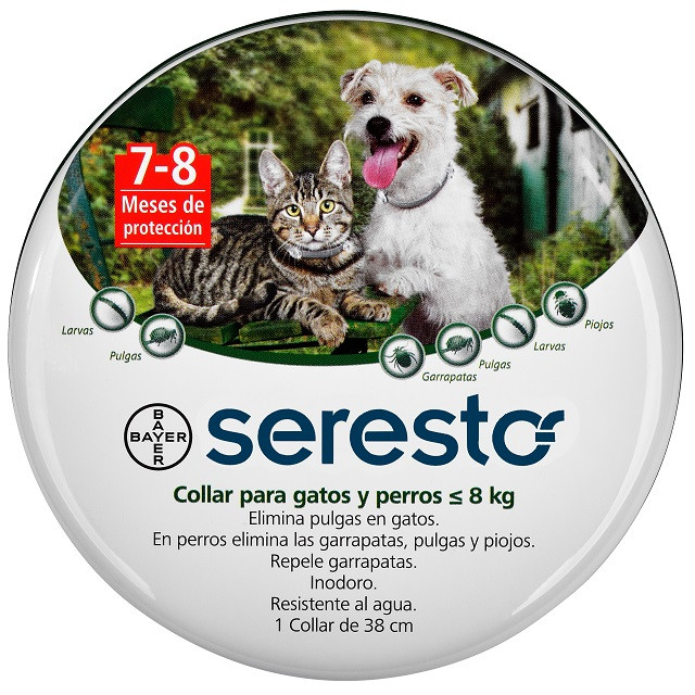 COLLAR ANTIPULGAS PARA PERROS Y GATOS SERESTO HASTA 8 KG